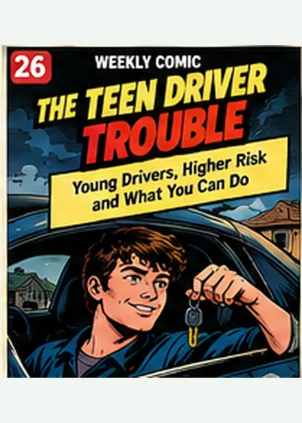 Teen Drivers and Household Insurance Risk insurance comic cover