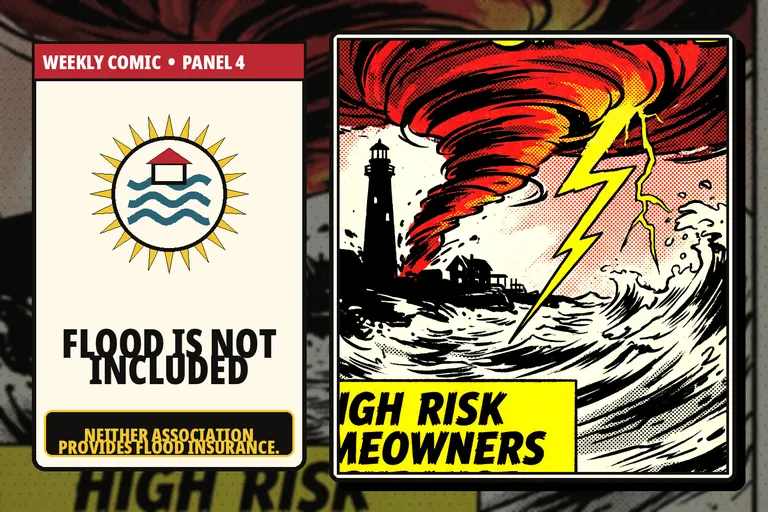 Comic-style separate flood insurance requirement in North Carolina.