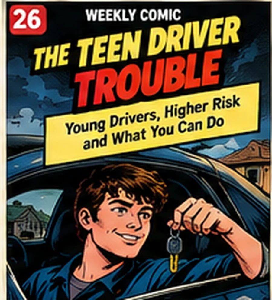 The Teen Driver Trouble weekly comic cover